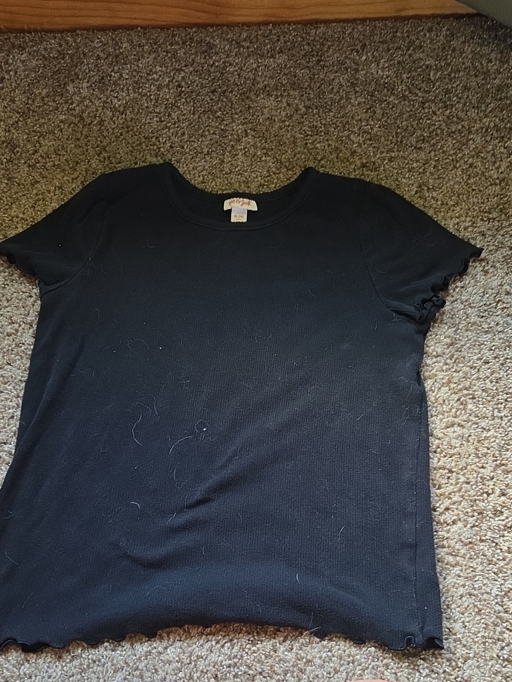 Black Ribbed Short-Sleeve Tee by cat and jack